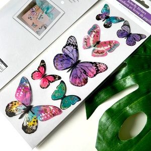 🆕 NEW 3D Self-Adhesive Butterfly Stickers with foil (7 pieces)